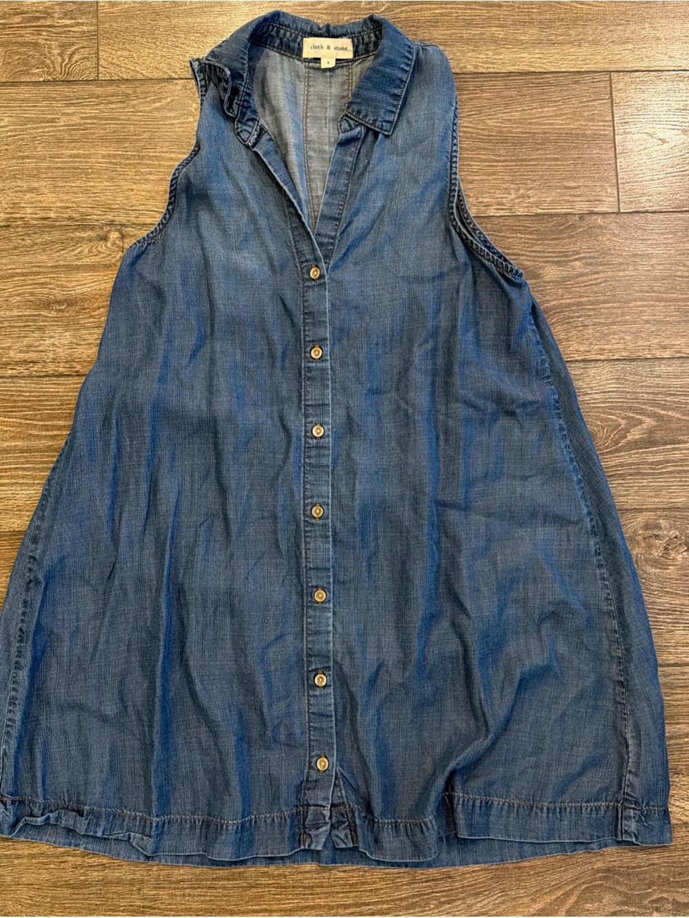 cloth & stone Blue Denim Asymmetrical Button-Front Dress